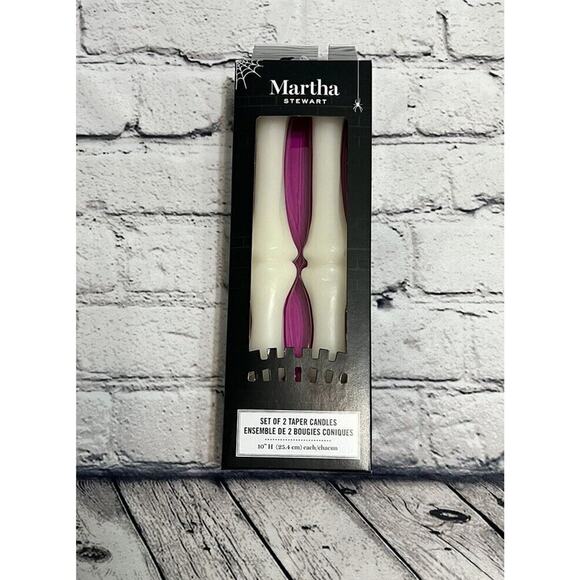 Martha Stewart Halloween Skeleton bones 10 inch white taper candles - NIP - Picture 1 of 4